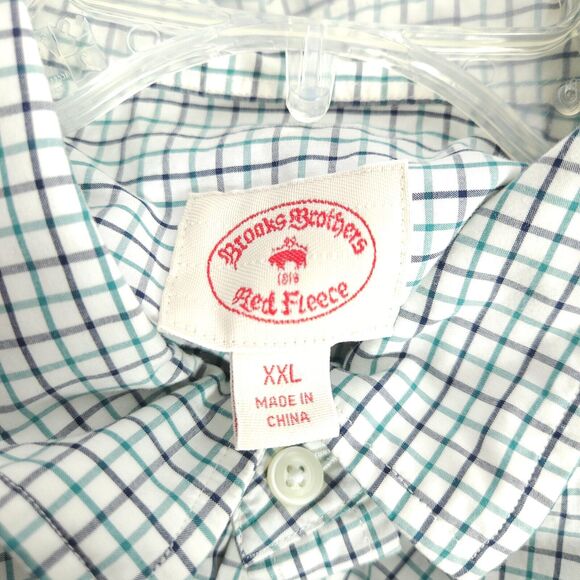 Brooks Brothers Red Fleece Men 2XL XXL White Plaid Long Sleeve Button Down Shirt - Picture 4 of 8